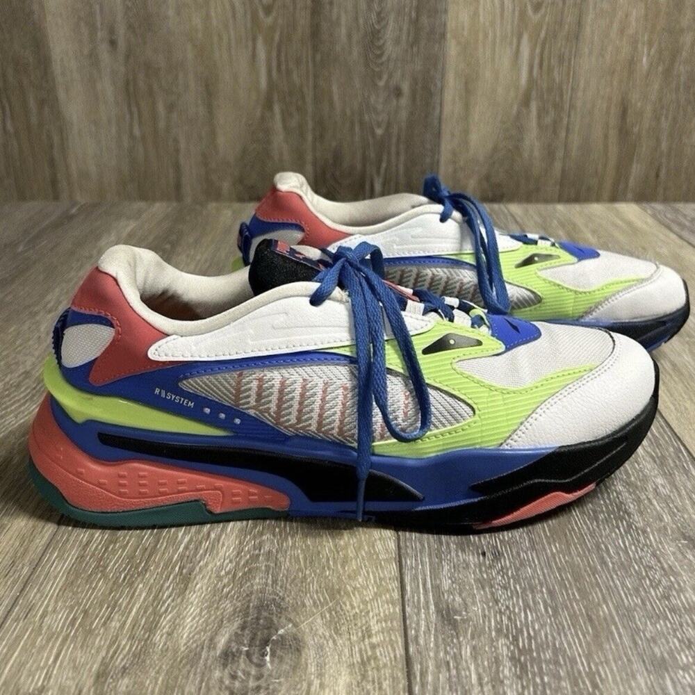 Puma Mens US Size 9 RS-Fast Dazed 382927-01 White Red Blue Sneaker Shoes
